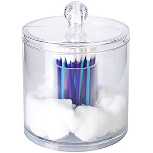 edna home cotton ball and swab holder, apothecary organizer jar for q-tips, cotton rounds, makeup items in bathroom, vanity