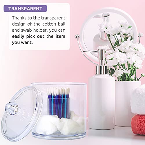 EDNA HOME Cotton Ball and Swab Holder, Apothecary Organizer Jar for Q-Tips, Cotton Rounds, Makeup Items in Bathroom, Vanity