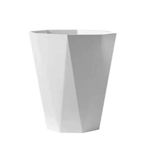 diamond shape trash can without cover, plastic material is strong and durable, simple geometric office wastebasket, suitable for families, bathrooms, kitchens, dressers, bedrooms, white