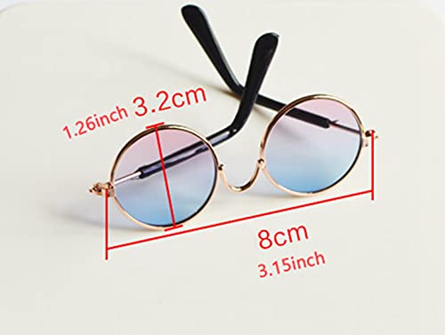 Funny Cat Sunglasses Dog Glasses Metal Retro Circular Glasses Puppy Pet Eyewear for Cosplay Costume Photos Props Pet Accessory Halloween Christmas