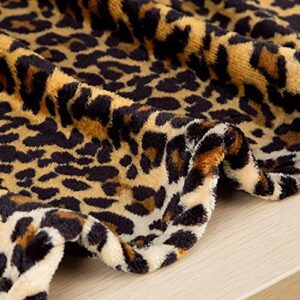 MACEVIA Flannel Fleece Throw Blanket for Couch Leopard Print Blanket Fuzzy Cozy Comfy Super Soft Fluffy Plush Cheetah Blanket for Bed Sofa 260GSM (Brown Leopard,50x60inches)