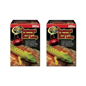 dbdpet nocturnal infrared 100w reptile basking bulb (2 pack) - includes attached pro-tip guide - good for night time heating or basking