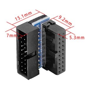 GELRHONR Right Angled USB 3.0 20-pin Male to Female Extension Adapter, Desktop Motherboard 90 Degree Angled USB 3.0 19-Pin Motherboard Internal Header-Black 2PCS