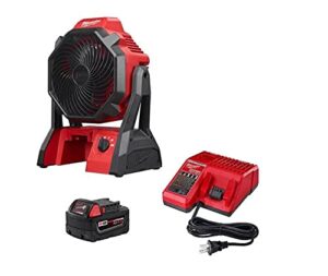 milwaukeetool 0886-20p 18-volt lithium-ion cordless jobsite fan with 5.0 ah and charger