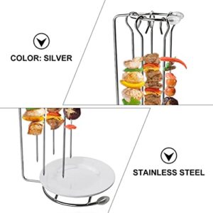 YARDWE Kebab Skewers Metal Skewers 2 Sets Vertical Skewer Stainless Steel Stainless Steel BBQ Kabob Skewers Rack Holder Vertical Barbeque Grilling Rack Meat Spit Kebab Skewers Metal Skewers