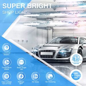 Ensenior 6 Pack Linkable Led Shop Light 4ft for Garage, 4400 High Lumens, 36W Equivalent 280W, 5000K Daylight, 48 Inch Utility Shop led Lights, Surface or Hanging Mount Fixtures, White, ETL Certified