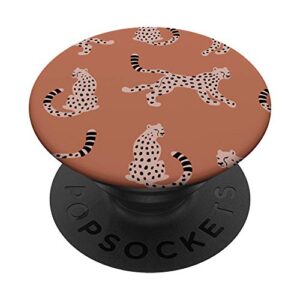 cheetah pattern safari animal boho modern terracotta neutral popsockets popgrip: swappable grip for phones & tablets