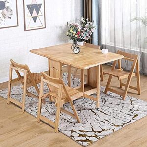 EEGUAI Folding Table Wooden Kitchen Dining and Chairs Set Computer Table for Office Home Kitchen with Wheels