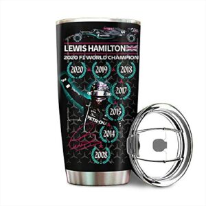 lewis 2019 hamilton seven time formula 1 world champion stainless steel tumbler 20oz & 30oz travel mug