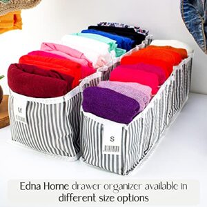 EDNA HOME Underwear Drawer Organizer, Closet Storage and Organizer with Foldable Compartments for Clothing, Tshirt, Towels, Underwear, Small Size