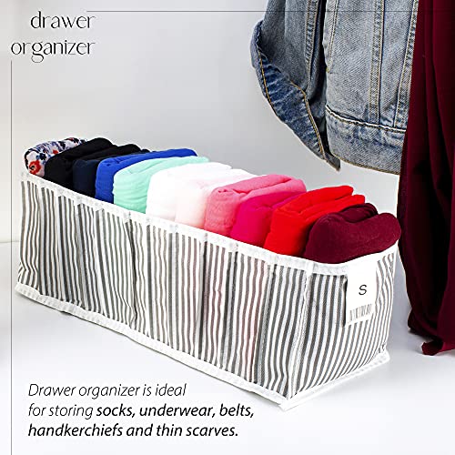 EDNA HOME Underwear Drawer Organizer, Closet Storage and Organizer with Foldable Compartments for Clothing, Tshirt, Towels, Underwear, Small Size