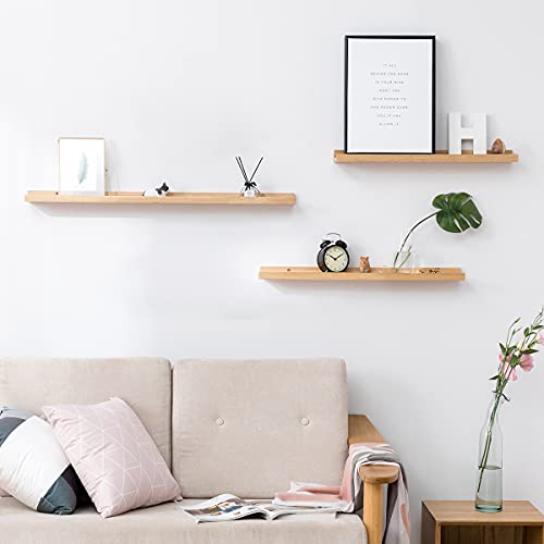 INMAN Floating Shelf for Wall Natural Walnut Wood Wall Shelves Picture Ledge Display Shelf Hanging Wall Bookshelf for Living Room Bedroom Kitchen Office Home Décor (Natural, 36inches)