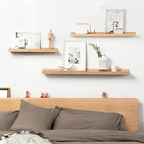 INMAN Floating Shelf for Wall Natural Walnut Wood Wall Shelves Picture Ledge Display Shelf Hanging Wall Bookshelf for Living Room Bedroom Kitchen Office Home Décor (Natural, 36inches)
