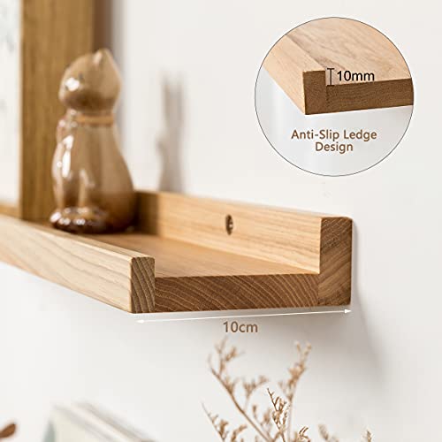 INMAN Floating Shelf for Wall Natural Walnut Wood Wall Shelves Picture Ledge Display Shelf Hanging Wall Bookshelf for Living Room Bedroom Kitchen Office Home Décor (Natural, 36inches)