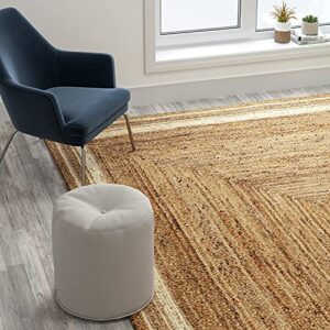 Flash Furniture Prima Natural Fiber Jute Area Rug 8' x 10' - Braided Indoor Jute Rug - Natural Area Rugs