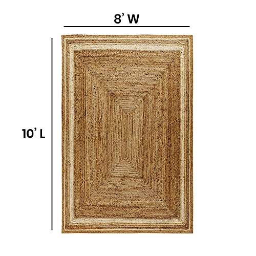 Flash Furniture Prima Natural Fiber Jute Area Rug 8' x 10' - Braided Indoor Jute Rug - Natural Area Rugs