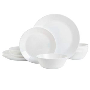 gibson home ultra break and chip resistant dinnerware set, round: service for 6 (18pcs), opal glass