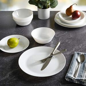 Gibson Home Ultra Break and Chip Resistant Dinnerware Set, Round: Service for 6 (18pcs), Opal Glass