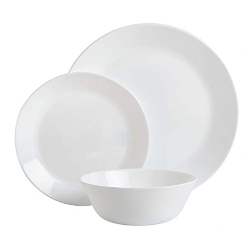 Gibson Home Ultra Break and Chip Resistant Dinnerware Set, Round: Service for 6 (18pcs), Opal Glass