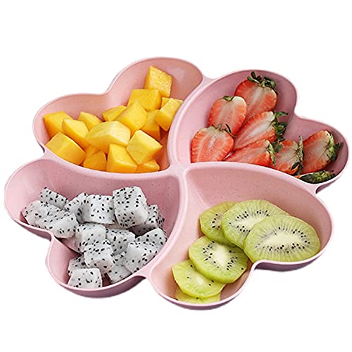 ZOOFOX Set of 6 Appetizer Serving Platter, Unbreakable Chip & Dip Serving Divided Plates, 4-Compartment Heart-Shaped Serving Dish Tray for Nuts, Candy, Dried Fruit, Salads, Snack