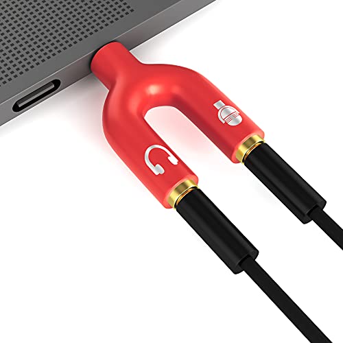 D & K Exclusives [2-Pack] Headphone Splitter Adapter, 3.5mm Male to 2 Port 3.5mm Female Y Jack Splitter for Audio Stereo and MIC, Headset to PC Adapter for Phones, Computers, MP3, Tablet (Red)