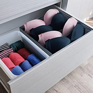 2 Pack Bra Storage Organizers for Dresser Drawers, Fabric Foldable underwear Storage, Washable Lingerie Organizers, Grey¡­