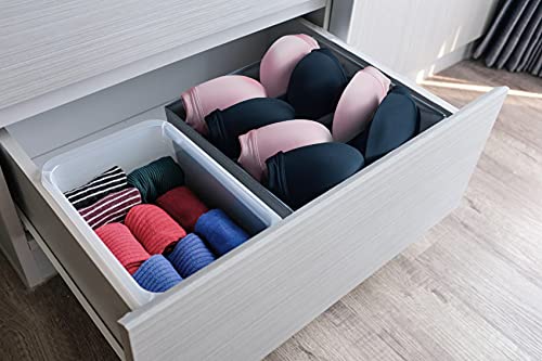 2 Pack Bra Storage Organizers for Dresser Drawers, Fabric Foldable underwear Storage, Washable Lingerie Organizers, Grey¡­