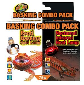 zoomed reptile basking light combo pack - includes attached dbdpet pro-tip guide (75w basking & 75w infrared bulb)