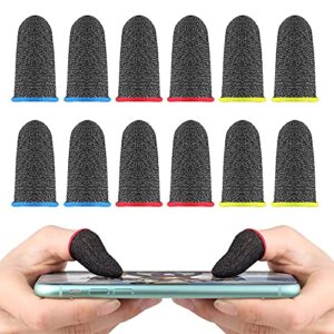 zepohck gaming finger sleeves, [6 pcs] game controllers finger cover, breathable anti-sweat silver fibre finger cot improve sensitivity for rules of survival/knives out for android & ios