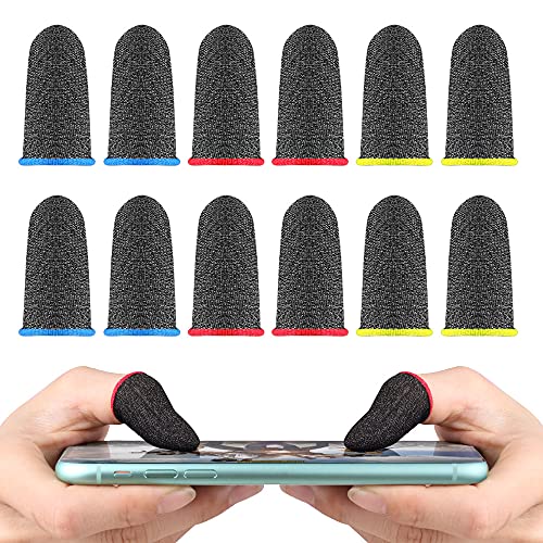 ZEPOHCK Gaming Finger Sleeves, [6 PCS] Game Controllers Finger Cover, Breathable Anti-Sweat Silver Fibre Finger Cot Improve Sensitivity for Rules of Survival/Knives Out for Android & iOS