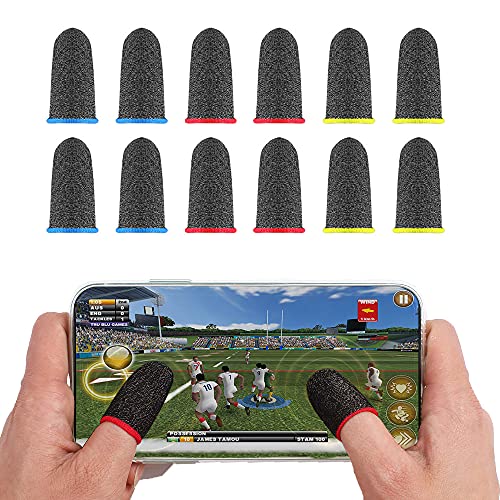 ZEPOHCK Gaming Finger Sleeves, [6 PCS] Game Controllers Finger Cover, Breathable Anti-Sweat Silver Fibre Finger Cot Improve Sensitivity for Rules of Survival/Knives Out for Android & iOS