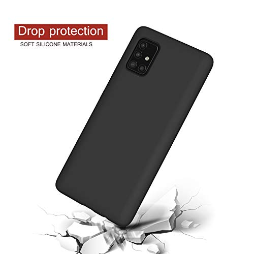 Meifei Galaxy A51 5G Case, Samsung A51 5G Case Liquid Silicone Case Dual Layer Hybrid Hard PC Soft Silicone Gel Rubber Bumper Slim Fit Shockproof Protective Phone Case for Samsung Galaxy A51 5G, Black