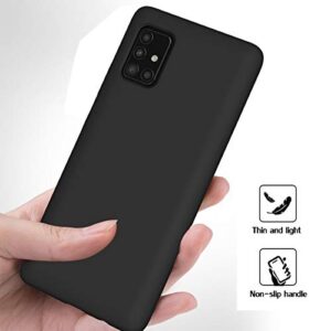 Meifei Galaxy A51 5G Case, Samsung A51 5G Case Liquid Silicone Case Dual Layer Hybrid Hard PC Soft Silicone Gel Rubber Bumper Slim Fit Shockproof Protective Phone Case for Samsung Galaxy A51 5G, Black