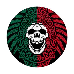 Mexico Flag - Aztec Warrior Skull - Hecho En Mexico Calavera PopSockets Swappable PopGrip