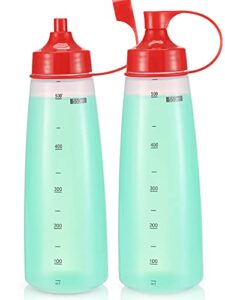 oiununo squeeze bottles wide mouth - pack of 2 condiment bottle squeeze bpa free for chunky sauces, resin, crafts, condiment squeeze bottles 550 ml/19 oz. (red)