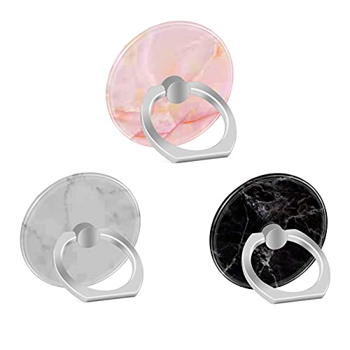 AILIFE Cell Phone Ring Holder Stand, 3 Pack 360 Degree Rotation Finger Ring Stand, Universal Metal Ring Grip, Phone Finger Kickstand, Round-Shaped Finger Grip Loop for Smartphones, Tablets (Marble 2)