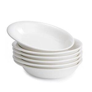 sweese 140.001 pasta bowls - 22 ounce porcelain serving bowls salad bowls for vegetable, pasta fruit prep- crescent series - set of 6, white