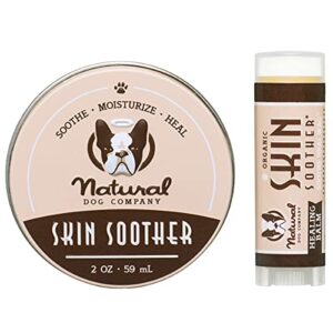 natural dog company skin soother bundle, includes 2oz tin + 0.15oz stick, all natural healing balm for dogs, relieves dry, itchy skin, treats skin irritations, wounds, hot spots, dermatitis