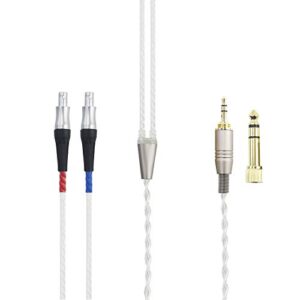 newfantasia silver plated replacement audio upgrade cable compatible with sennheiser hd800s, hd820, hd800 headphones with 3.5mm 1/8" male and 6.3mm 1/4" adapter 6.7ft