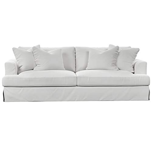 Sunset Trading Newport Slipcovered Sofas, Large 94" Wide Stationary, Performance Fabric White