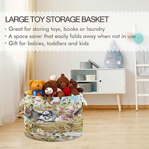 WELLDAY Cotton Rope Basket Farms Animals Baby Laundry Basket for Blankets Toys Storage Basket