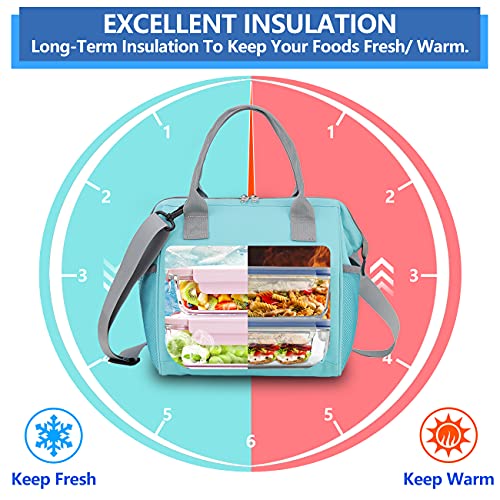 Large Lunch bag, Wide-Open Reusable Lunch Box for Men and Women with Removable Strap Adult Lunch Tote for Work College Travel Picnic VONXURY