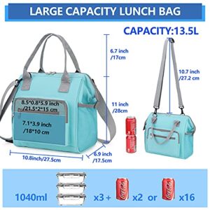 Large Lunch bag, Wide-Open Reusable Lunch Box for Men and Women with Removable Strap Adult Lunch Tote for Work College Travel Picnic VONXURY