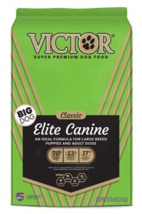 victor super premium dog food – elite canine dry dog food – 25% protein, gluten free - for large breed dogs & puppies, 40lbs