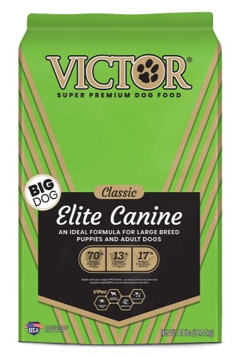 Victor Super Premium Dog Food – Elite Canine Dry Dog Food – 25% Protein, Gluten Free - for Large Breed Dogs & Puppies, 40lbs