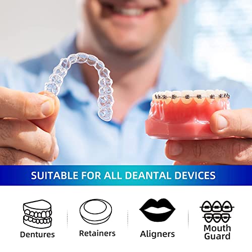 Retainer & Denture Cleaner Tablets 120 Pcs (4 Months Supply) - Retainer Cleaner Tablet for Retainers, Dentures, Night & Mouth Guard, Removable Dental Appliance, Removes Stains & Plaque, Mint Flavor