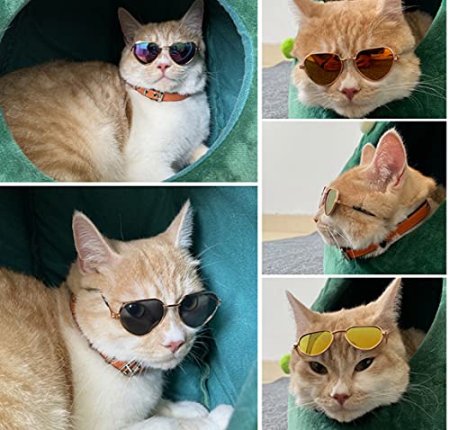 Funny Cat Sunglasses Dog Glasses Metal Retro Triangular Glasses Puppy Pet Eyewear Costume for Cosplay Toys Photos Props