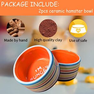 Tfwadmx Hamster Food Bowl Ceramic Water Bowl Small Animal Feeding Bowl Food Dish for Guinea Pig Rodent Gerbil Syrian Hedgehog 2 PCS