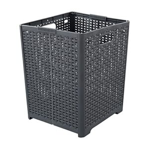 nicesh 1-pack plastic collapsible laundry hamper, foldable laundry storage baskets, gray