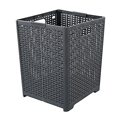 Nicesh 1-Pack Plastic Collapsible Laundry Hamper, Foldable Laundry Storage Baskets, Gray